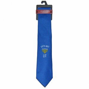 St. Nicholas Square NWT Mens Royal Blue "Let's Get Lit" Hanakkah Tie